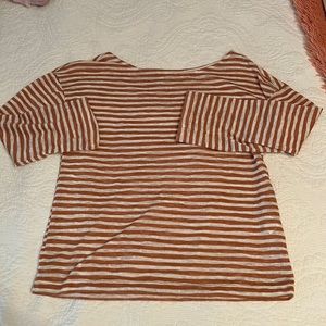 Lucky brand white and pale red striped shirt